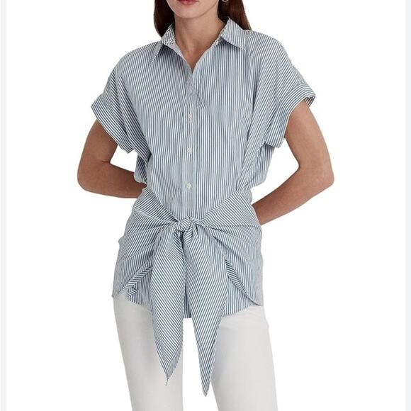 Lauren Ralph Lauren Tops - Lauren Ralph Lauren Striped tie front striped shirt - large